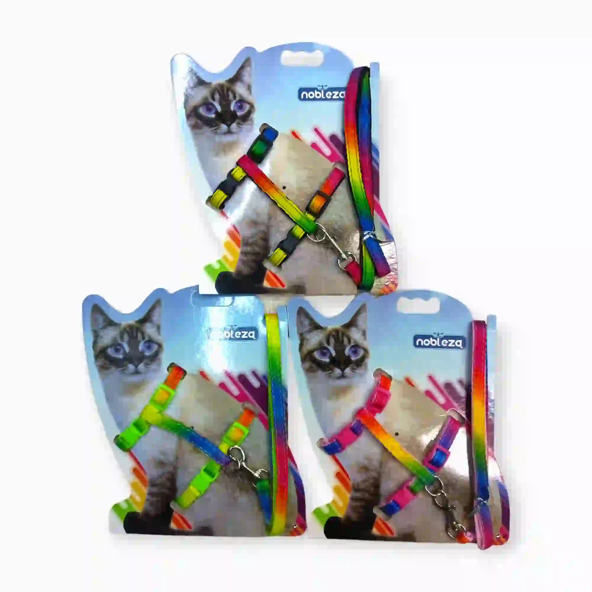 Conjunto Correa /Arnes Para Gato Modelo Arcoiris Unitalla 14079