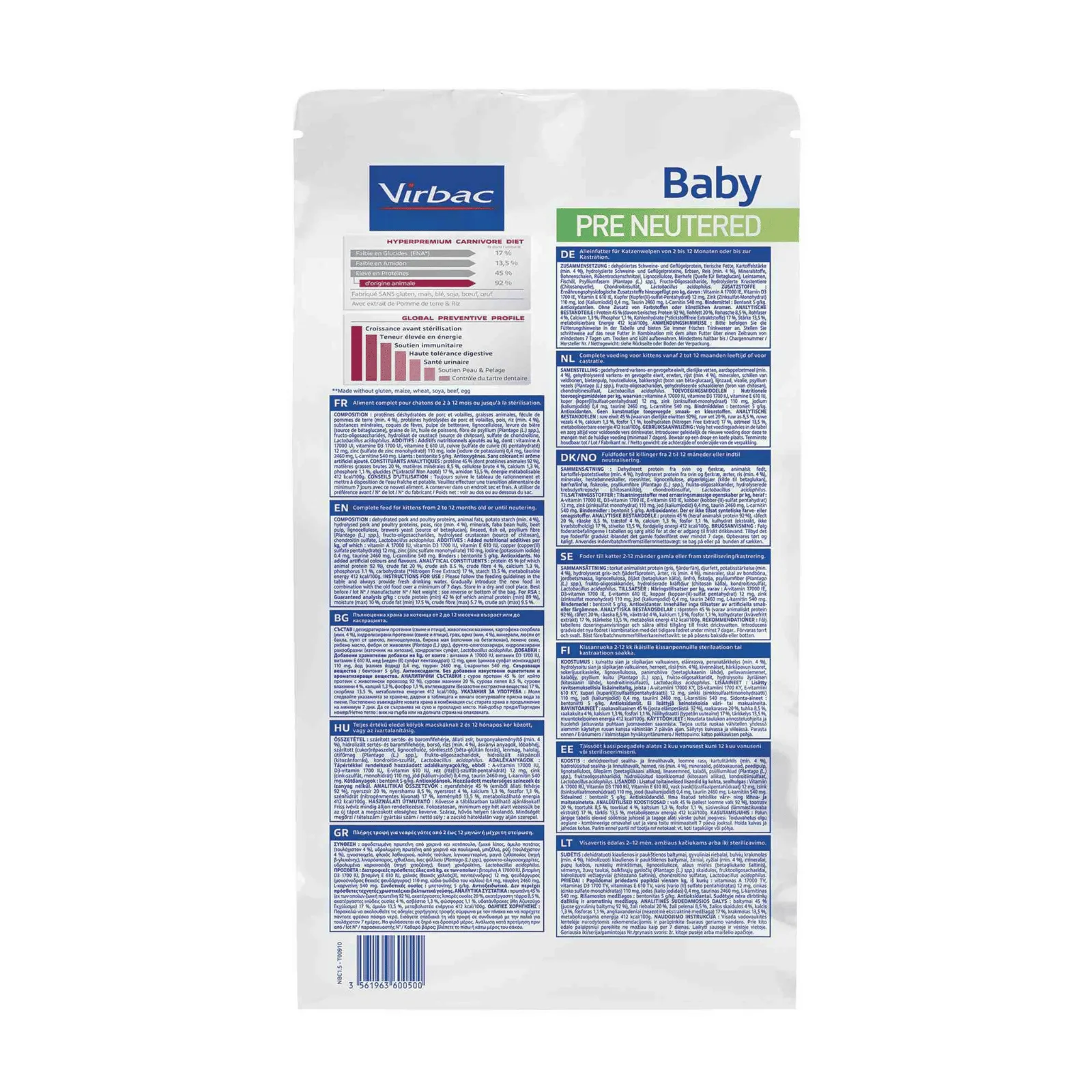 Virbac Gato HPM Baby Pre Neutered Cat ( Cachorros ) 1.5 kg - Imagen 2