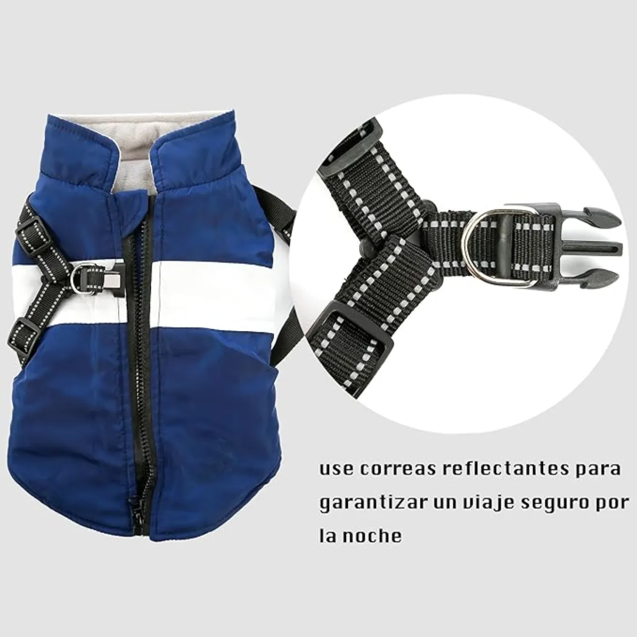 Campera Acolchada Impermeable con Arnés Reflectivo XL para Perros – Sativa - Imagen 4