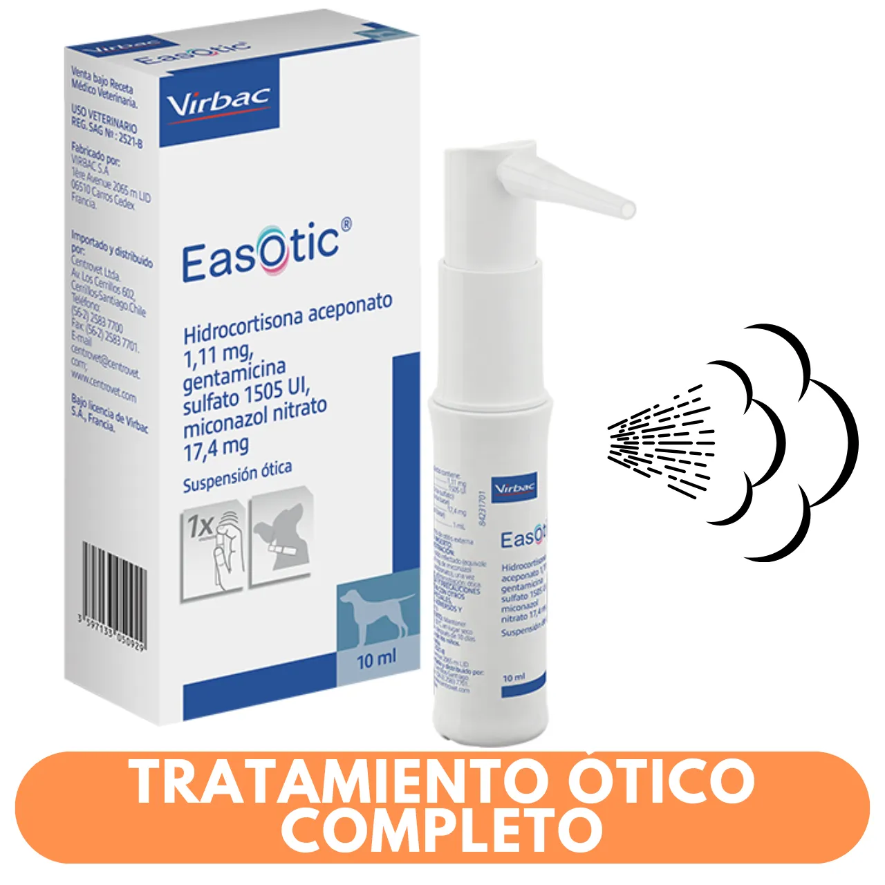 Easotic 10 ml – Virbac – Tratamiento ótico completo