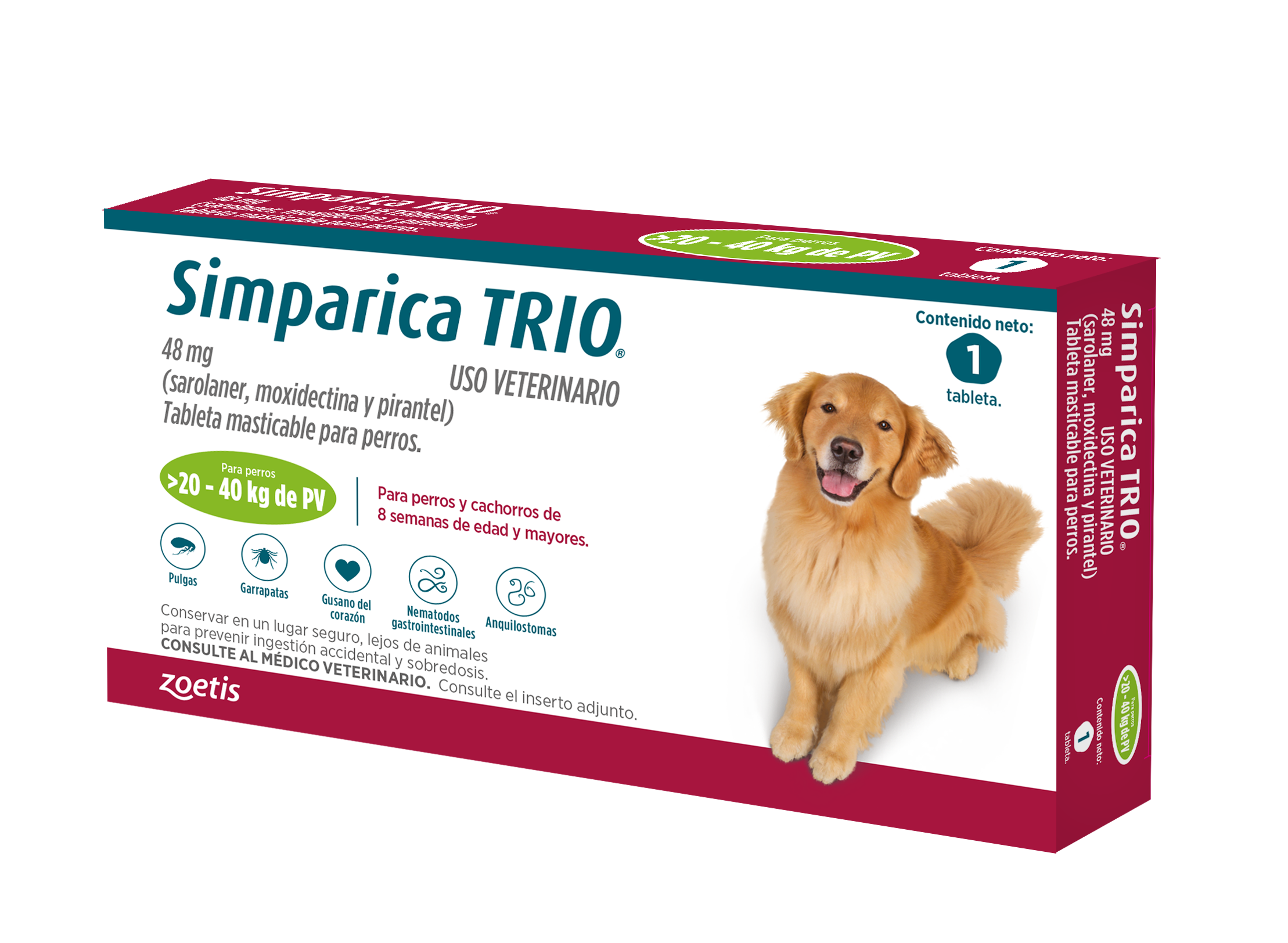 Simparica Trio 20 a 40Kg Caja 1 tableta