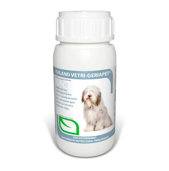 Ruiland Geriapet Suplemento Alimenticio para Perros Mayores Ideal para Mascotas de la Tercera Edad Envejecimiento Saludable, 60 Tabletas Masticables